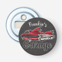 Retro NAME Red Caddy Vintag Classic Car Garage