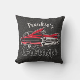 Retro NAME Red Caddy Vintag Classic Car Garage Kissen