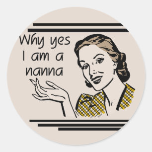 Retro Nanna T - Shirt und Geschenke Runder Aufkleber