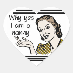 Retro Nanny T - Shirt und Geschenke Herz-Aufkleber