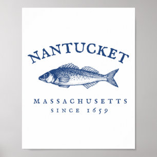 Retro Nantucket Machusetts Angeln Poster
