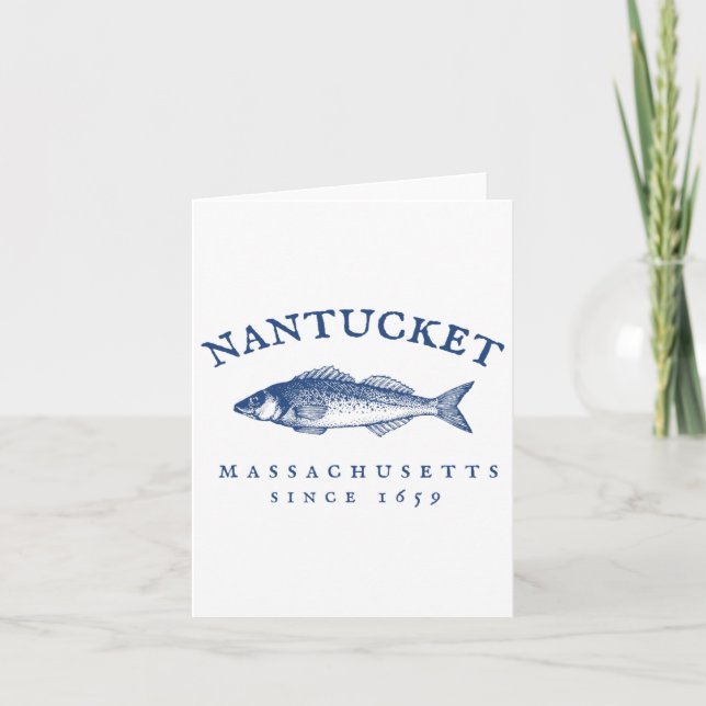 Retro Nantucket Machusetts Fischen Karte (Vorderseite)