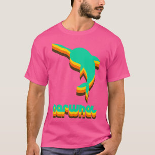Retro Narwal Lustiger Humor Vintage Grün Orange T-Shirt