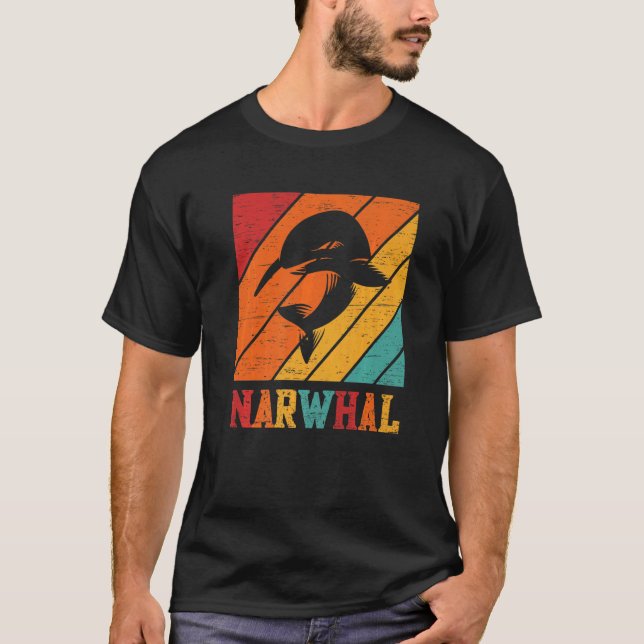 Retro Narwhal Unicorn Sea Fish Rainbow Kids Boy Gi T-Shirt (Vorderseite)