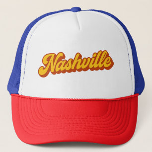 Retro Nashville Script Design - Vintag Sunset Truckerkappe