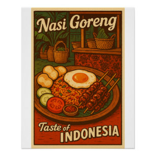 Retro Nasi Goreng Poster - Indonesischer Reis