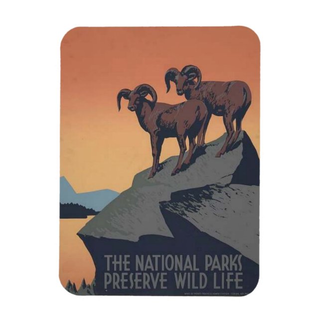 Retro National Parks Travel Poster Magnet (Vertikal)