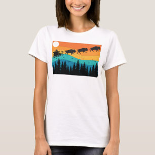 Retro Nationalpark Bison Buffalo Weihnachten T-Shirt