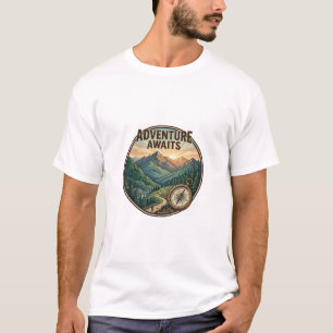 Retro-Nationalpark-Poster-Design "Abenteuer warten T-Shirt