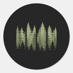 Retro-Natur-Bäume-Wildnis-Wald Runder Aufkleber