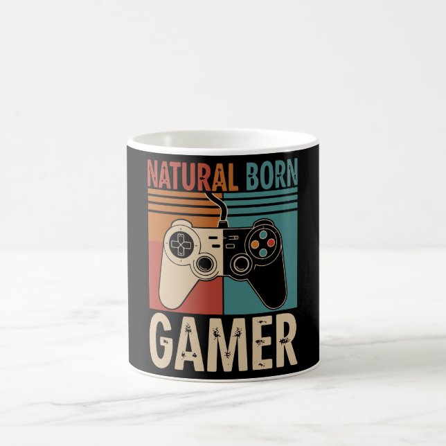 Retro Natural Born Gamer Funny Kaffeetasse (Mittel)