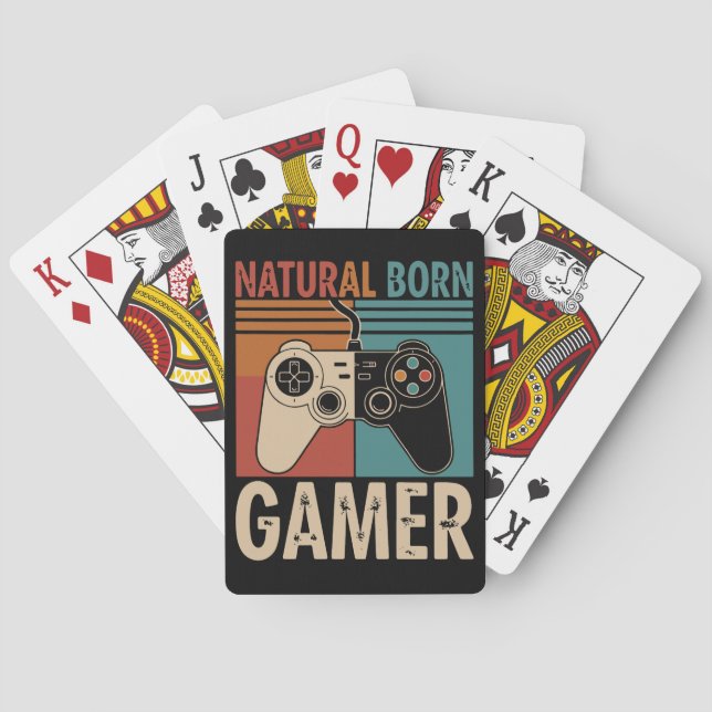 Retro Natural Born Gamer Funny Spielkarten (Rückseite)