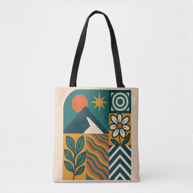 Retro Nature Abstrakt Art-Modern Geometric Floral (Vorderseite)