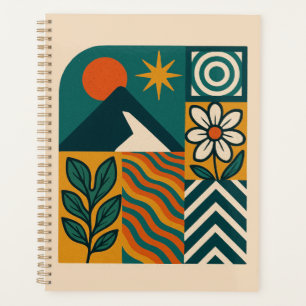 Retro Nature Abstrakt Art-Modern Geometric Floral Planer