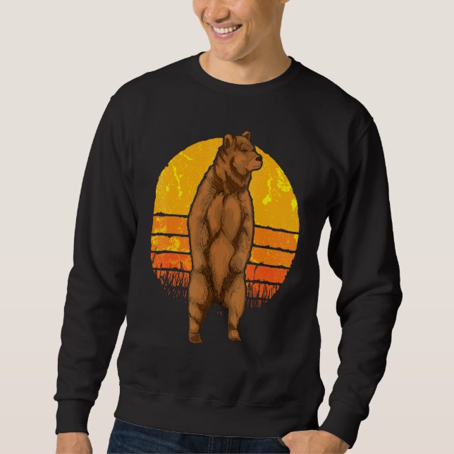 Retro Naturellwald Tierbraun Bär 1 Sweatshirt (Vorderseite)