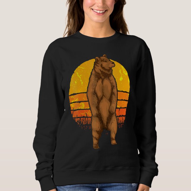 Retro Naturellwald Tierbraun Bär 1 Sweatshirt (Vorderseite)