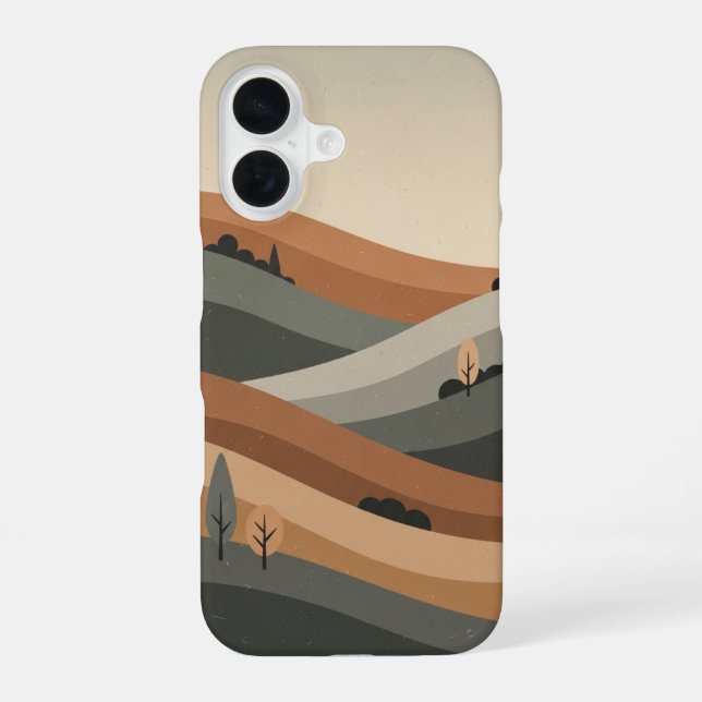 Retro Natürlicher Hügel iPhone 16 Hülle (Rückseite)