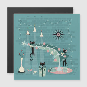 Retro Naughty Kitty Weihnachten Magneteinladung