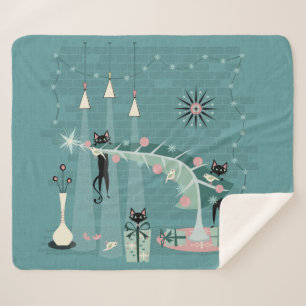 Retro Naughty Kitty Weihnachten ©studioxtine Sherpadecke