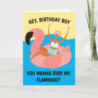 Retro Naughty Ride My Flamingo Adult Geburtstagska