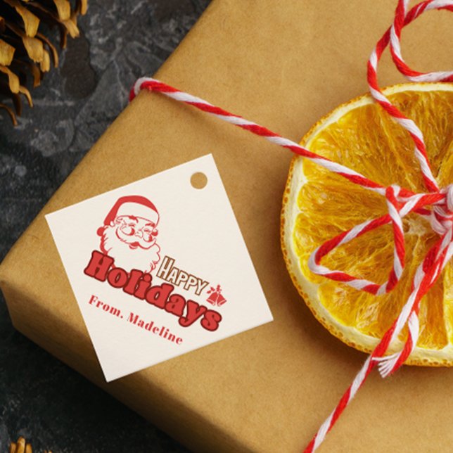 Retro naughty Santa Claus Geschenkanhänger (Von Creator hochgeladen)