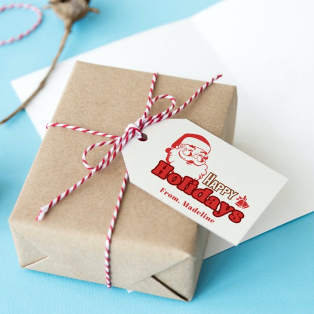 Retro naughty Santa Claus Geschenkanhänger (Von Creator hochgeladen)