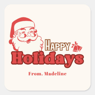 Retro naughty Santa Claus Quadratischer Aufkleber