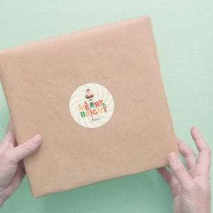 Retro naughty Santa Claus Runder Aufkleber