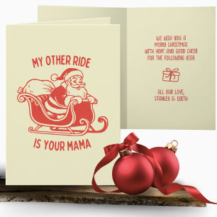 Retro Naughty Santa Yo Mama Funny Weihnachten Karte