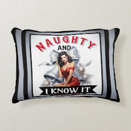 Retro Naughty und ich weiß es Weihnachts Pinup Dekokissen