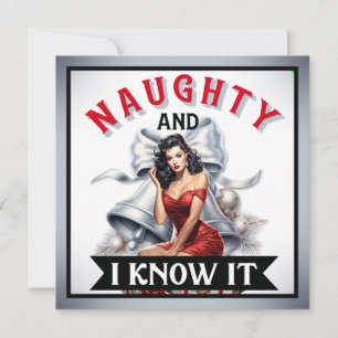 Retro Naughty und ich weiß es Weihnachts Pinup Feiertagskarte