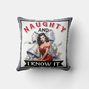 Retro Naughty und ich weiß es Weihnachts Pinup Kissen