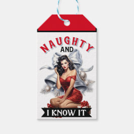 Retro Naughty und ich wissen, es Weihnachten Pinup Geschenkanhänger