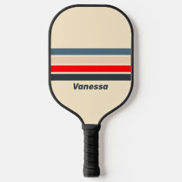 Retro Nautic Rainbow Across Striping with Name Pickleball Schläger