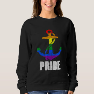 Retro Nautical Anchor Rainbow Lgbt Pride Gay Sailo Sweatshirt