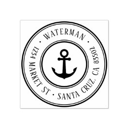 Retro Nautical Anchor Round-Rücksendeadresse Gummistempel