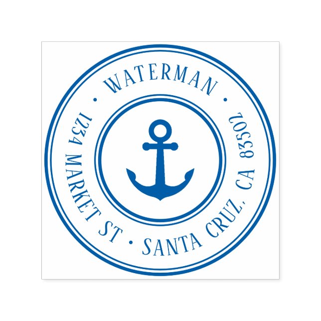 Retro Nautical Anchor Round-Rücksendeadresse Permastempel (Design)