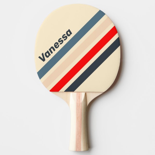 Retro Nautical Rainbow Angled Striping with Name Tischtennis Schläger (Vorderseite)