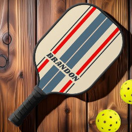 Retro Nautical Rainbow Board Streifen mit Namen Pickleball Schläger