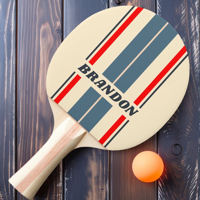 Retro Nautical Rainbow Board Streifen mit Namen Tischtennis Schläger (Von Creator hochgeladen)