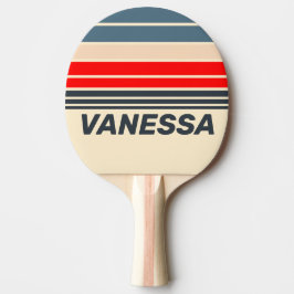 Retro Nautical Rainbow Horizon Striping with Name Tischtennis Schläger