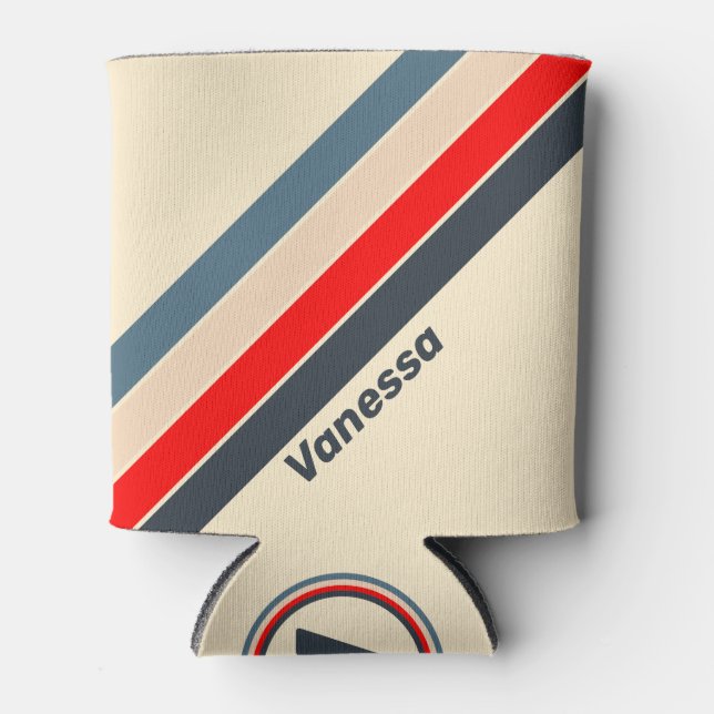 Retro Nautical Rainbow Strichen mit Namen Dosenkühler (Vorderseite)