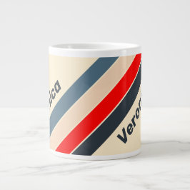 Retro Nautical Rainbow Striped with Name Jumbo-Tasse