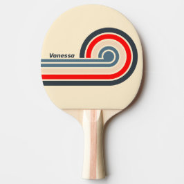 Retro-Nautik-Regenbogen-Curl-Streifen mit Namen Tischtennis Schläger