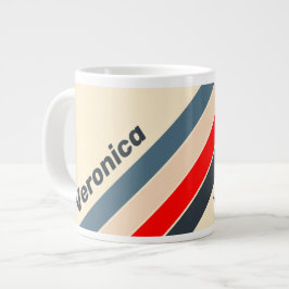 Retro-Nautik-Regenbogen gestreift mit Namen Jumbo-Tasse