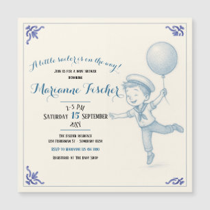 Retro-Nautische Babyparty-Einladung für Jungen Magnetkarte