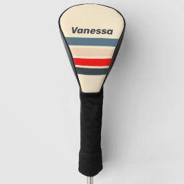 Retro-Nautischer Regenbogen mit Namen auf Streifen Golf Headcover