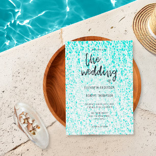 Retro Nautischer Sommer Blaue Ozean Hochzeit Einladung