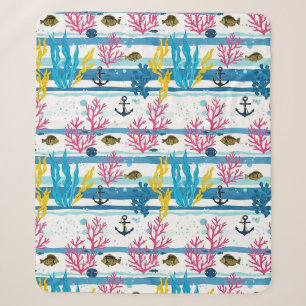 Retro-nautisches Aquarellmuster (2) Sherpadecke