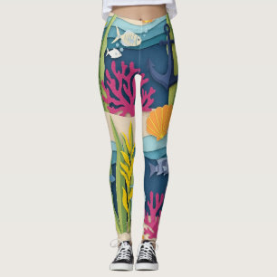 Retro-nautisches Wasserfarbmuster (10) Leggings